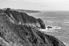 Ruins on cliff BW Devil's Slide