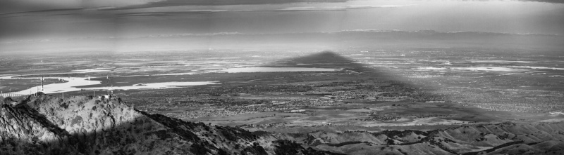 Mt Diablo shadow on Central Valley and Sierra Snow