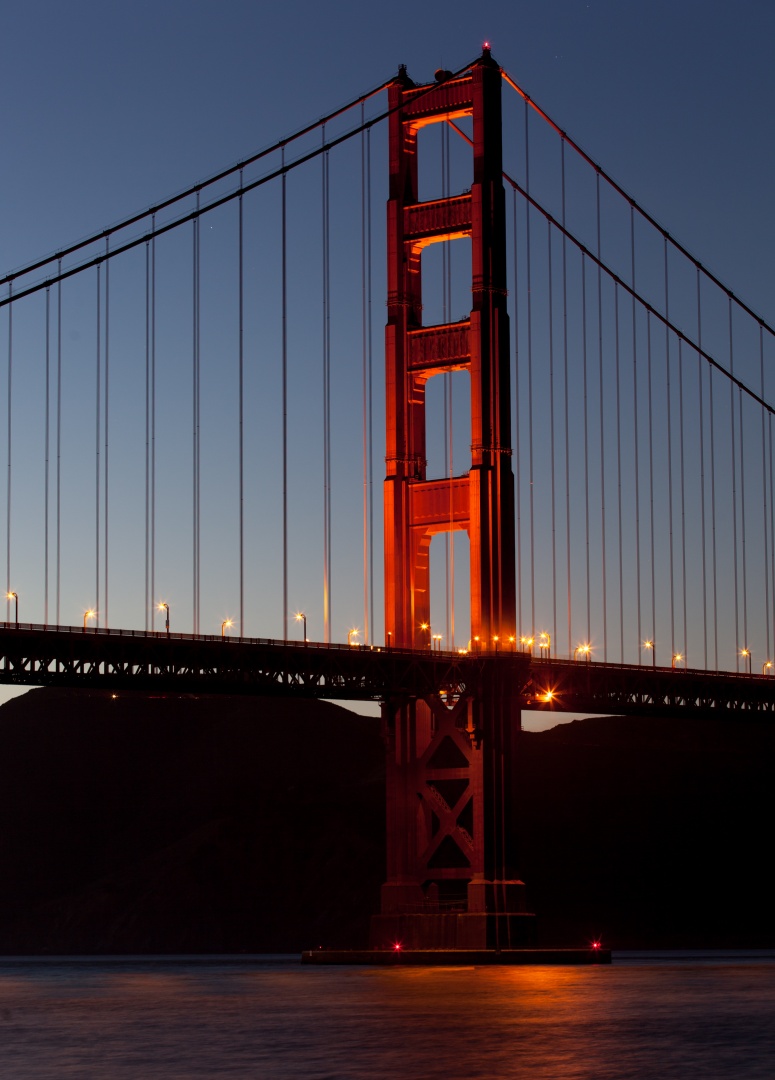 Golden Gate Bridge South Tower at Night